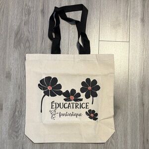 Canvas Tote Bag - Black and Cream